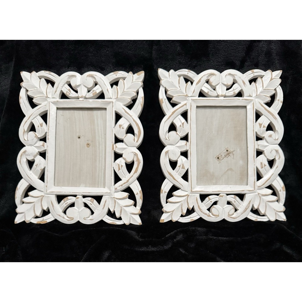 Wooden Picture Frame 4x6 Set Of 2 Distressed‎ Hand Carved Sheik Style